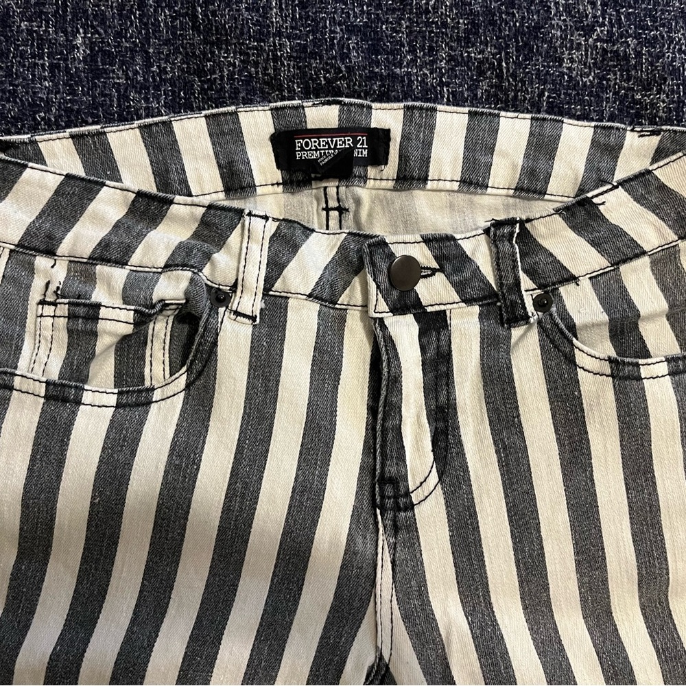 Forever 21 Striped Ankle Zipper Denim Women's Skinny Jeans Size 6